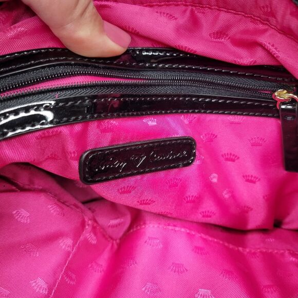 Juicy Couture Black Soft Faux Leather Double Zipper Detail Tote Shoulder Bag - Picture 7 of 10